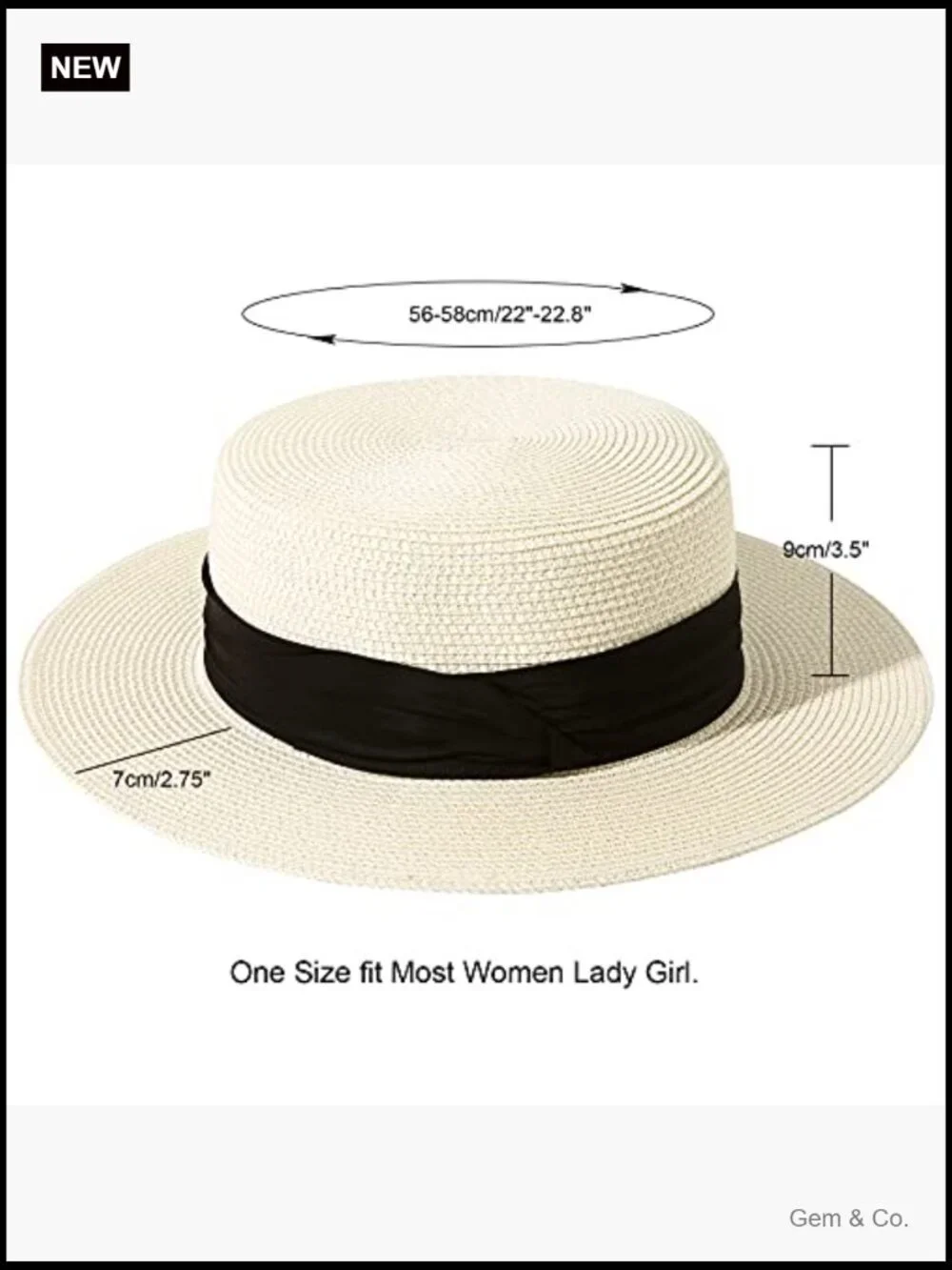Wide Brim Straw Boater Sun Hat Foldable Packable Beach Hat UPF 50+